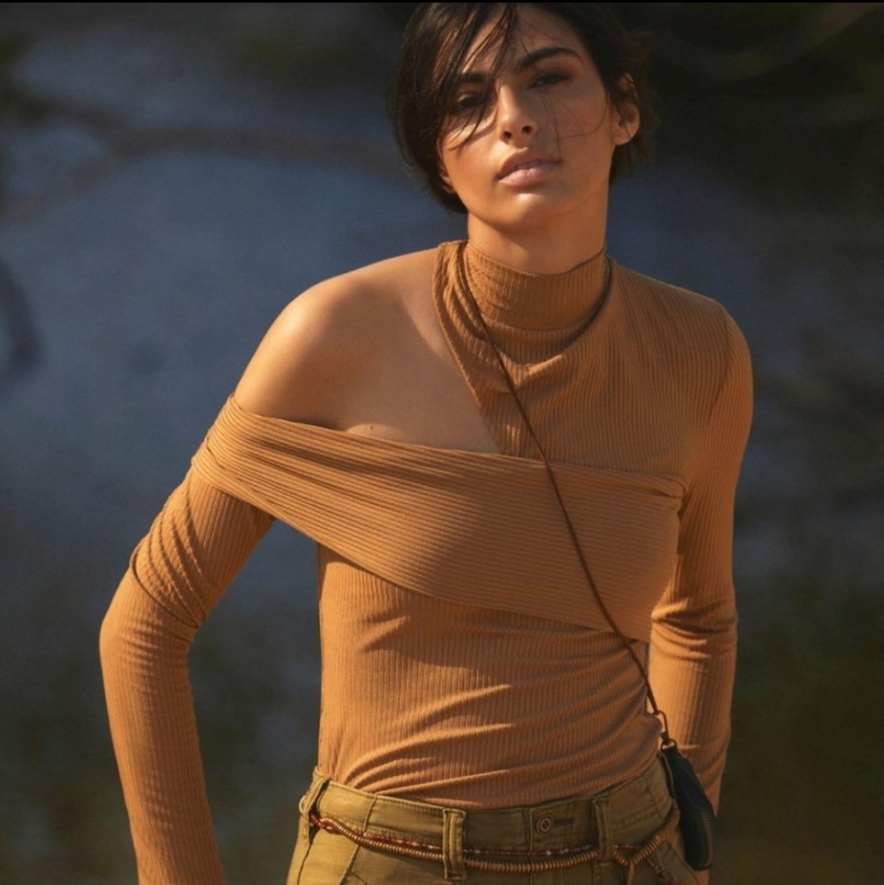 Anthropologie Ribbed Nude Top NWT